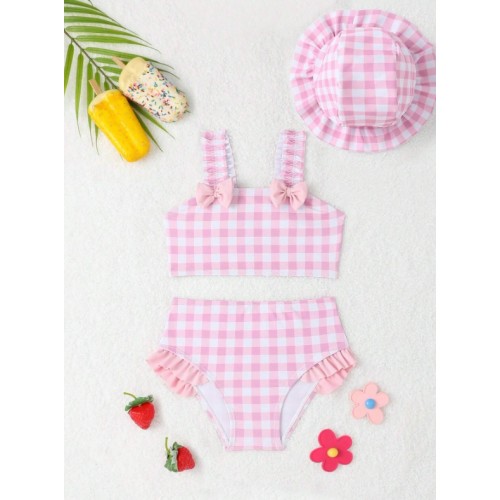 Βρεφικό-Μαγιό-Μπικίνι-Καπέλο-Flowers swimsuit